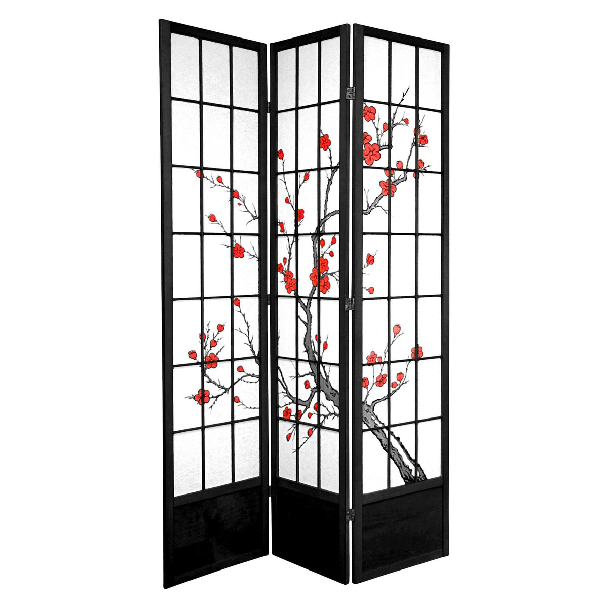 7 ft. Tall Black 3 Panel Shoji Screen N77413