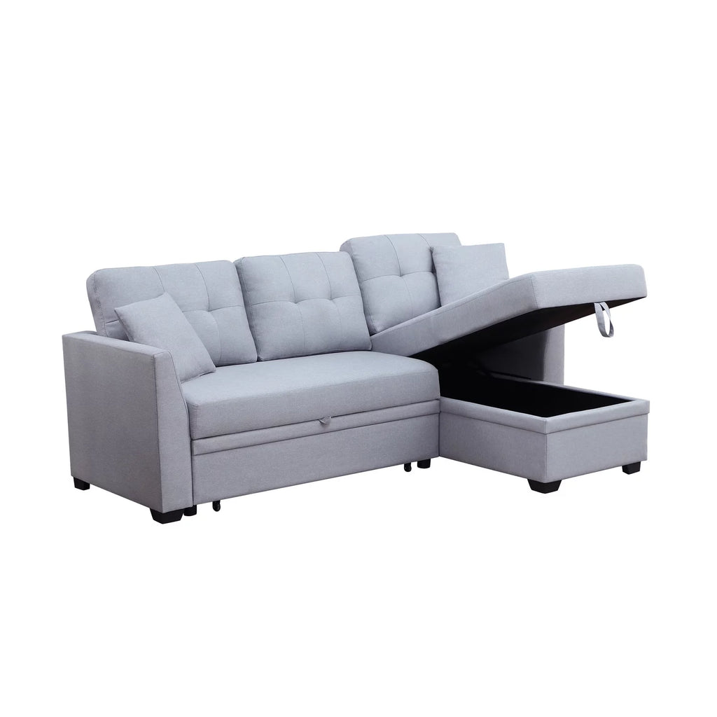 3-Seat Fabric Sleeper Sectional Sofa with Storage E94526