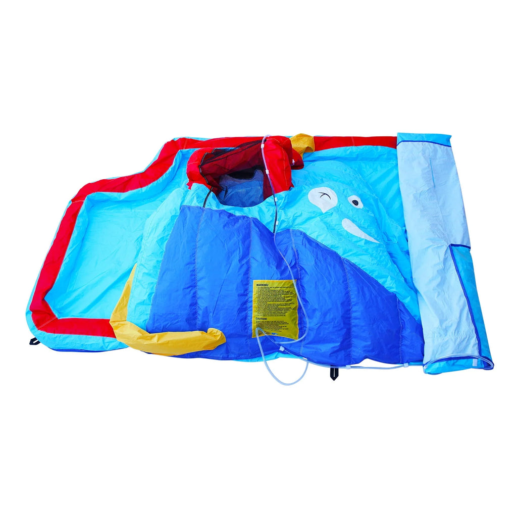Kids Inflatable Water Slide Bouncer Playhouse Castle with Splash Pool, Climbing Wall, Basketball Hoop, Bag, Air Blower O830614