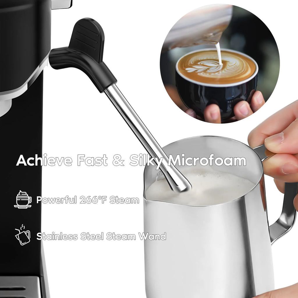 20 Bar Espresso Machine with Milk Frother, Stainless Steel J21637
