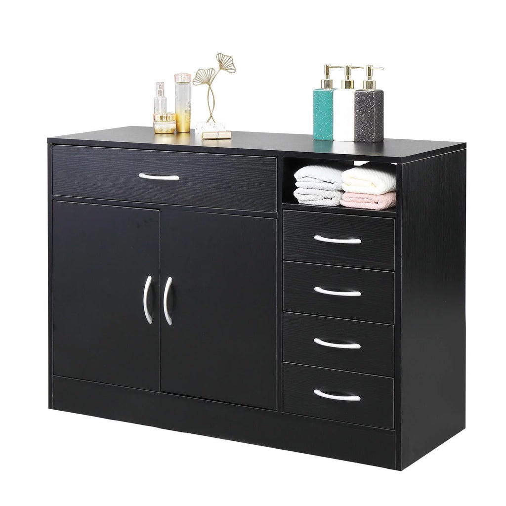 Black 5 Drawer Wide Dresser Storage Cabinet G42709