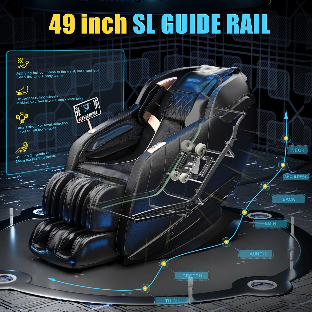 Black Zero Gravity Full Body Massage Chair with Heat N5383