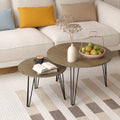 Round Nesting Coffee Table Set of 2 with Marble Tabletop Q854179