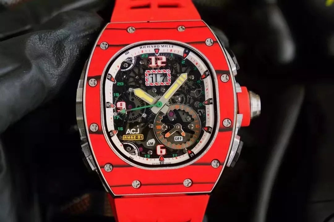 Tourbillon Vibrating Alarm Red Bezel Red Rubber Strap O56392