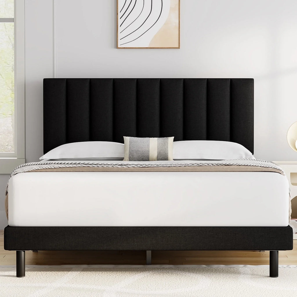 Full Light Gray Upholstered Platform Bed Frame S578