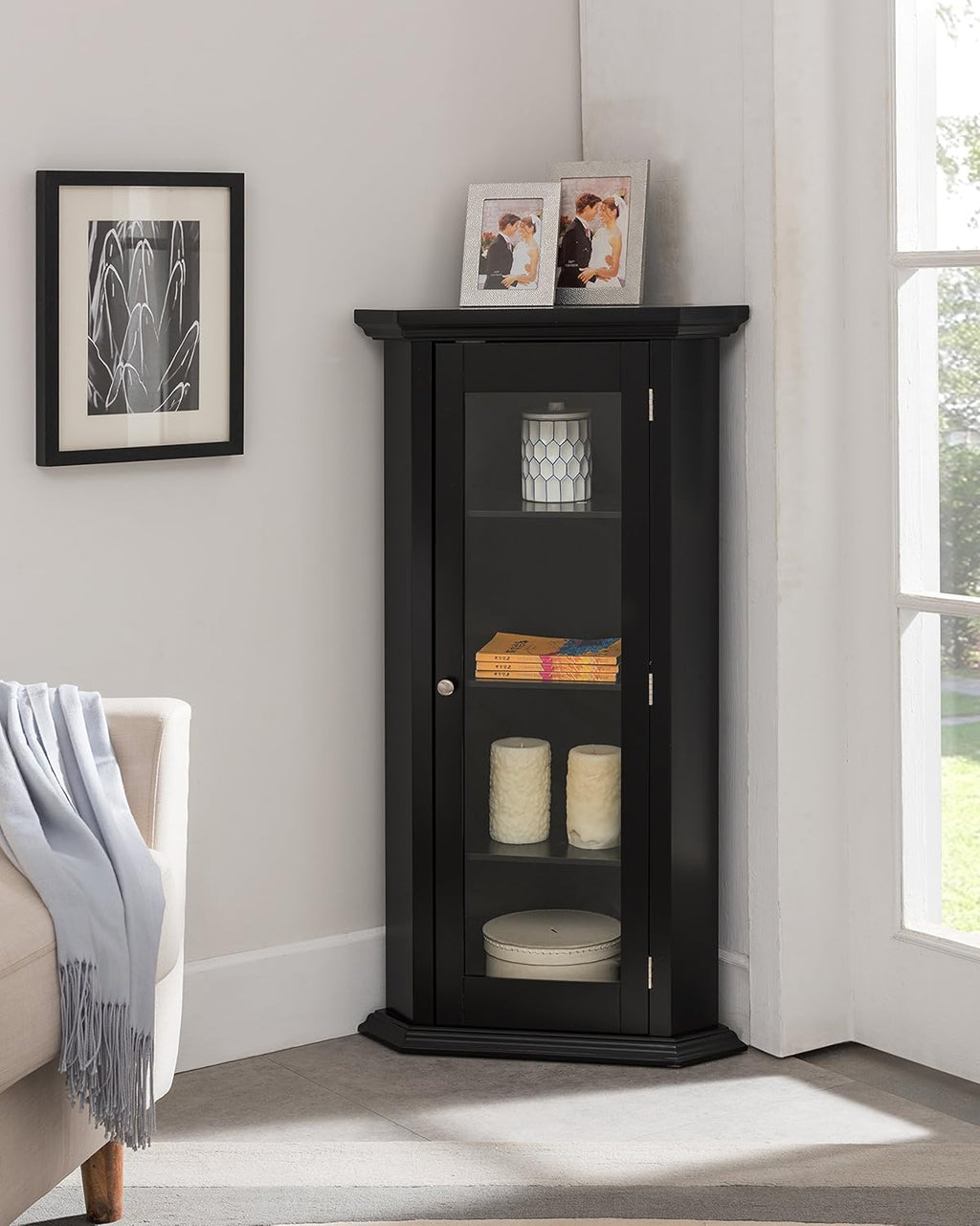 Corner Curio Storage Cabinet with Glass Door P191