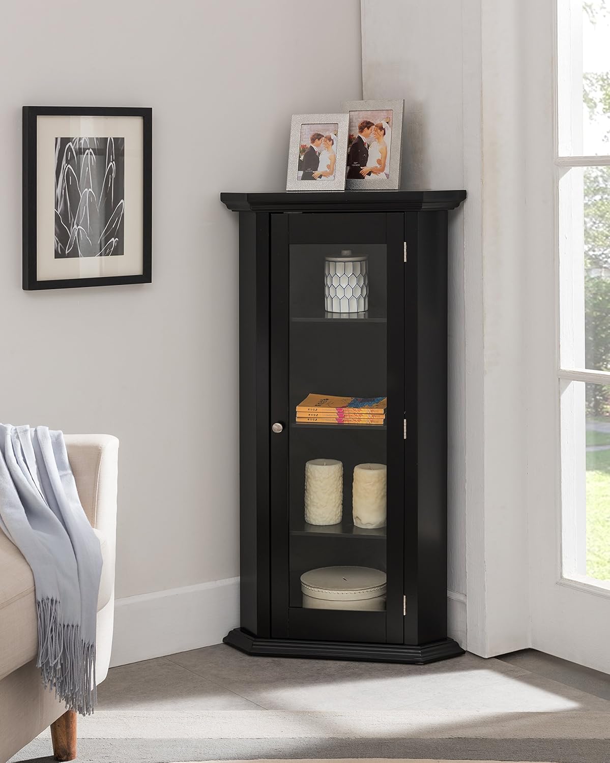 Corner Curio Storage Cabinet with Glass Door P191