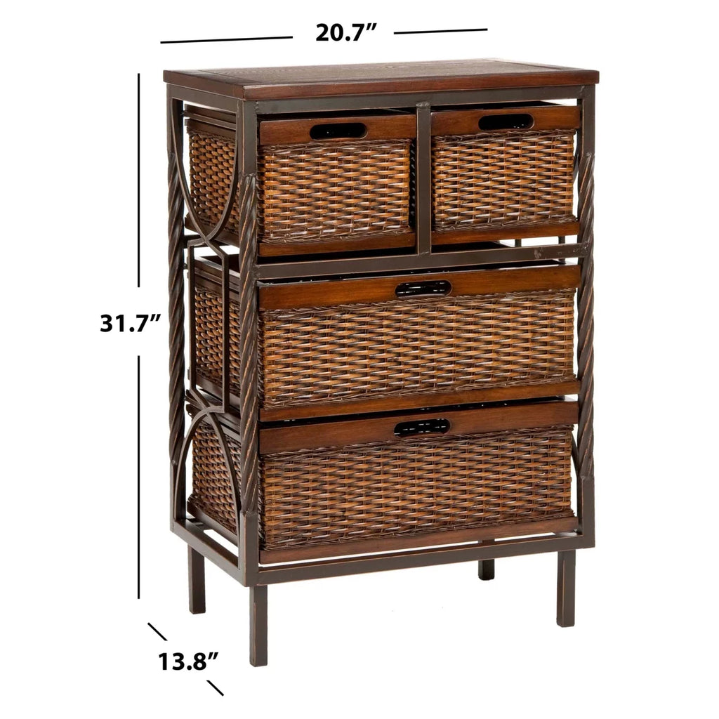 4-Drawer Storage Unit Teak S4576