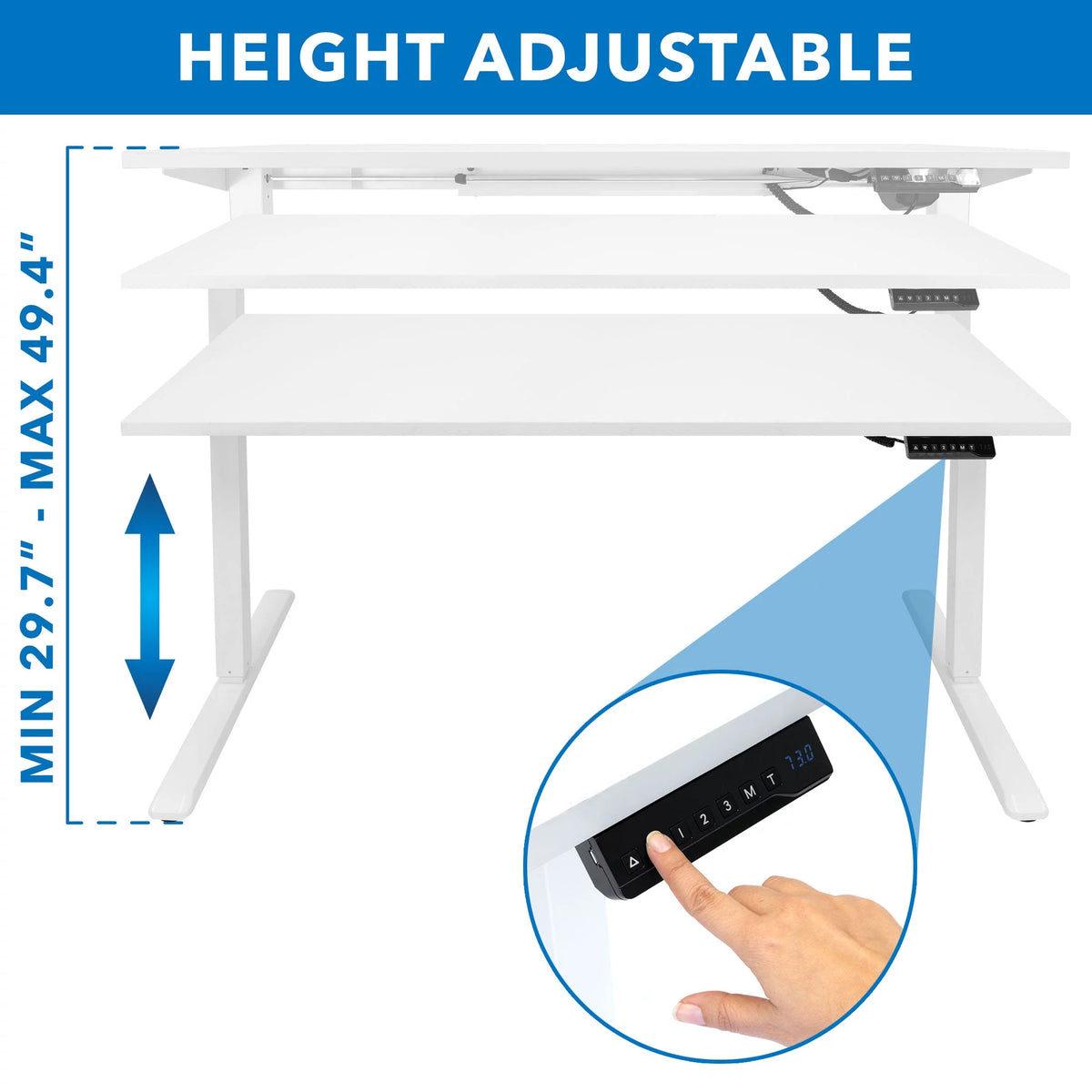 White Electric Standing Desk 55" L41679