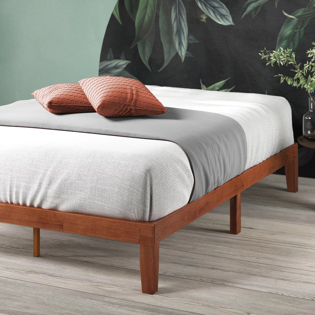 12" Wood Platform Bed Frame, Cherry, Twin V4494