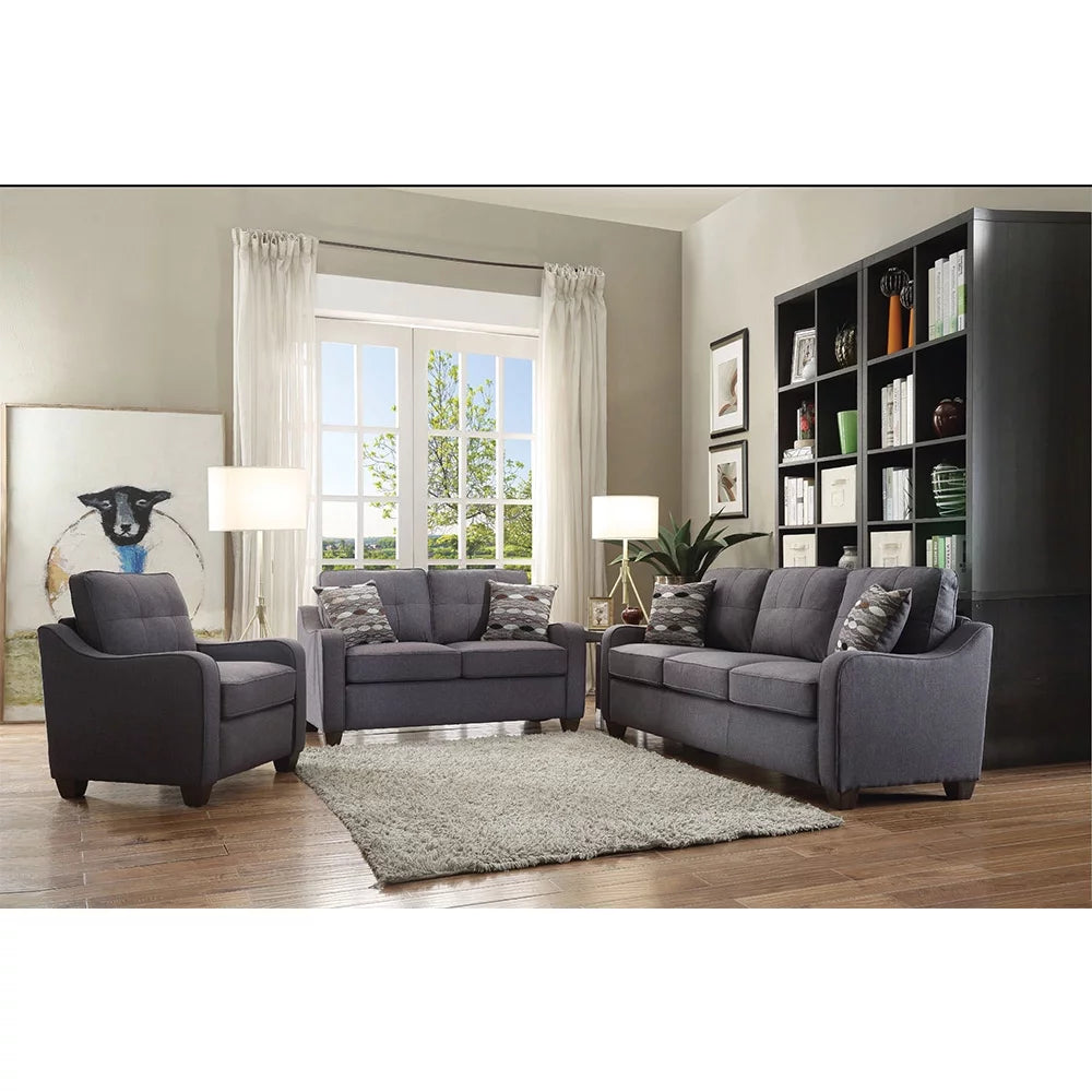 Gray Linen Sofa with 2 Pillows R714448