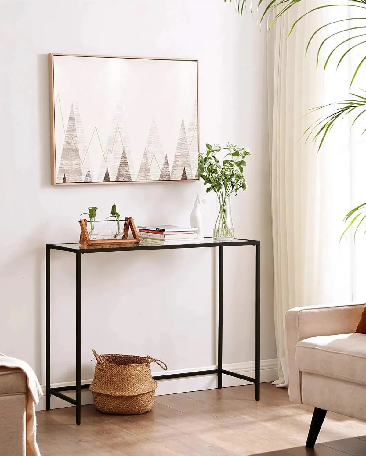 Black Glass Console Table C21228