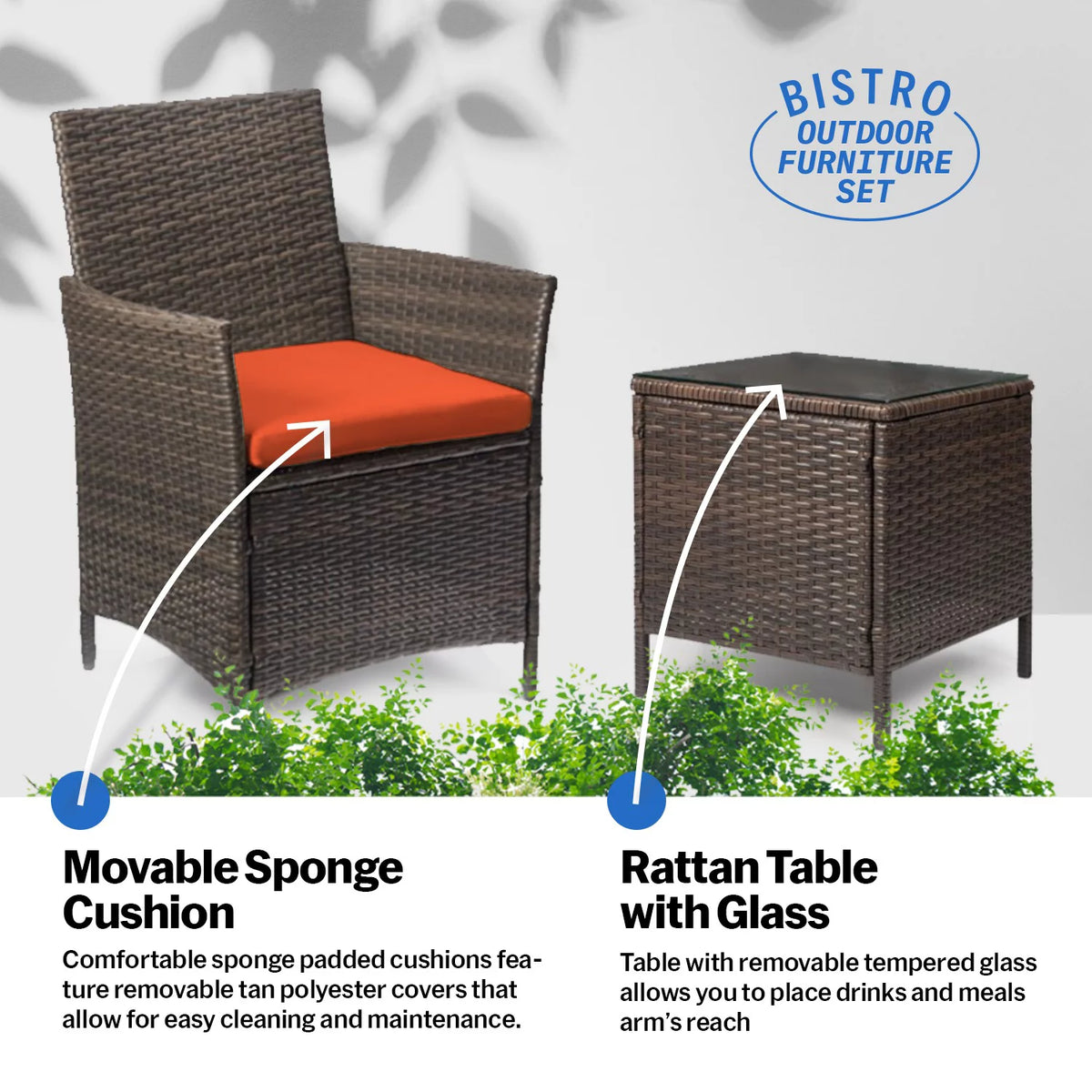 3 Piece Outdoor Furniture Set Orange E31911