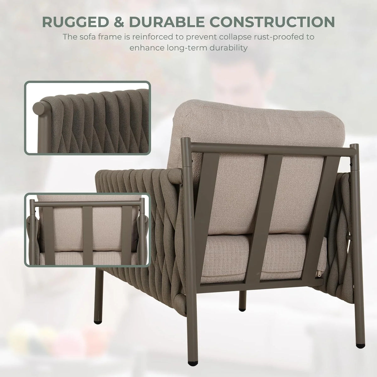 5-Piece Cotton Rope Outdoor Conversation Set with Cushions J429
