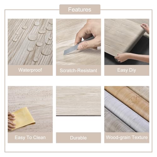 Peel and Stick Vinyl Floor Tile Roll Wood Plank Sticker O8752