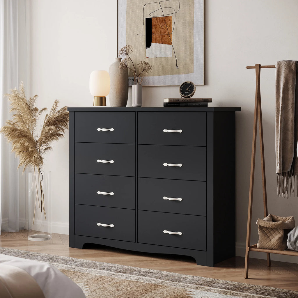 Black 8 Drawer Wood Dresser T290