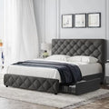 Full Linen Upholstered Bed Frame with 4 Drawers G571