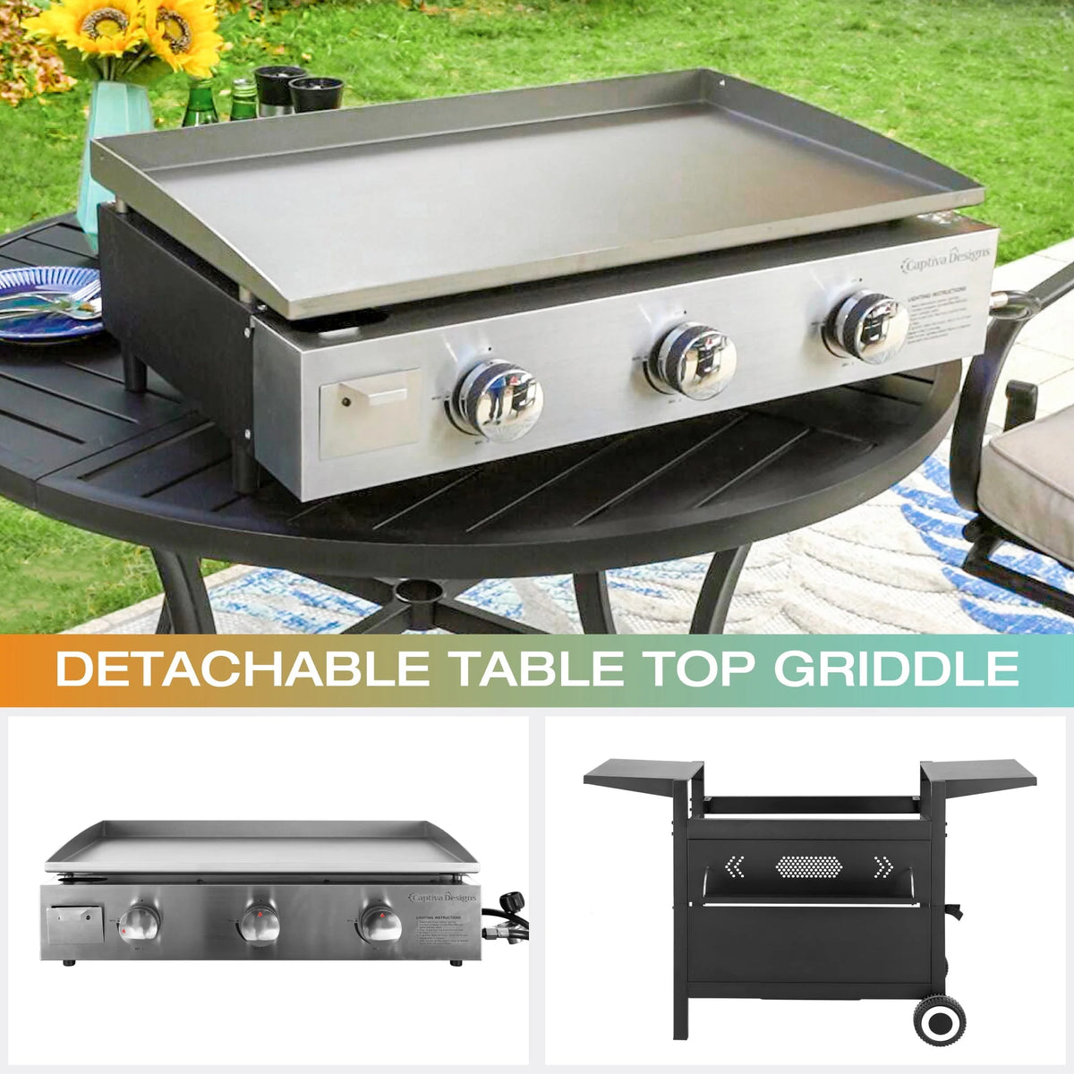 2-Burner Gas Grill and Griddle Combo with Wheels X575