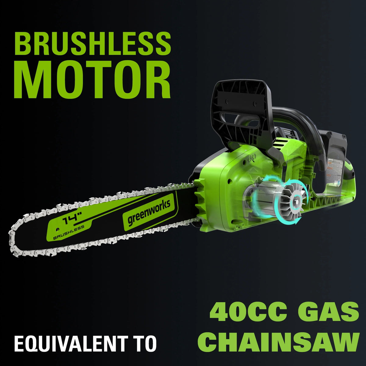 48V Cordless 14-inch Brushless Chainsaw with 4Ah Batteries and Dual Port Charger L6872