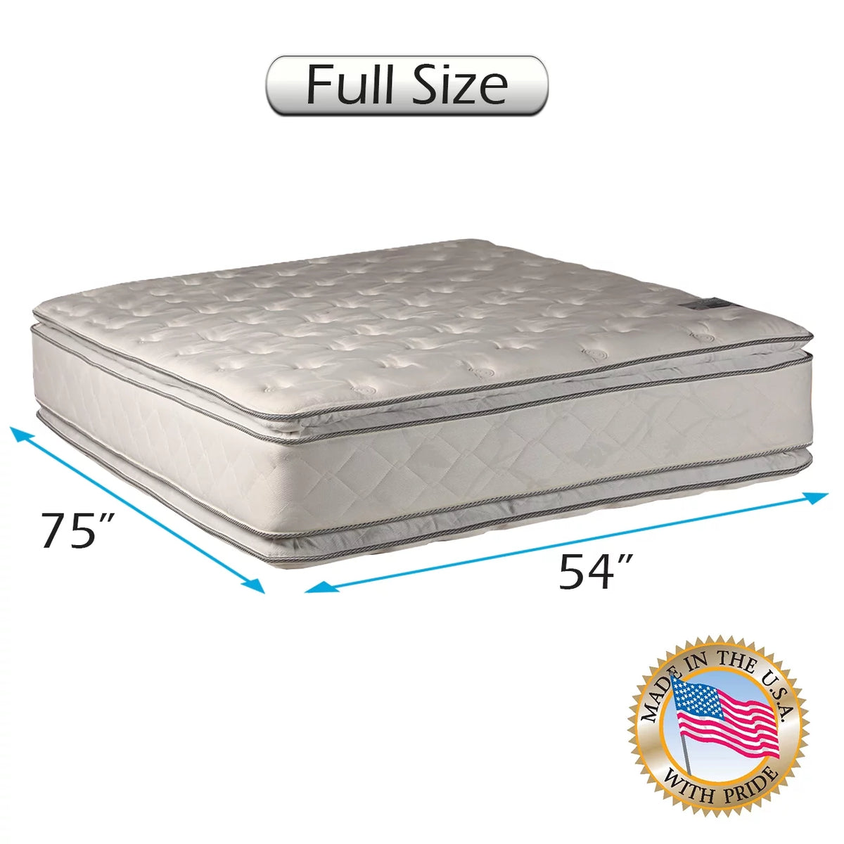 Full PillowTop Two-Sided Quilted Mattress with Bed Frame O22422