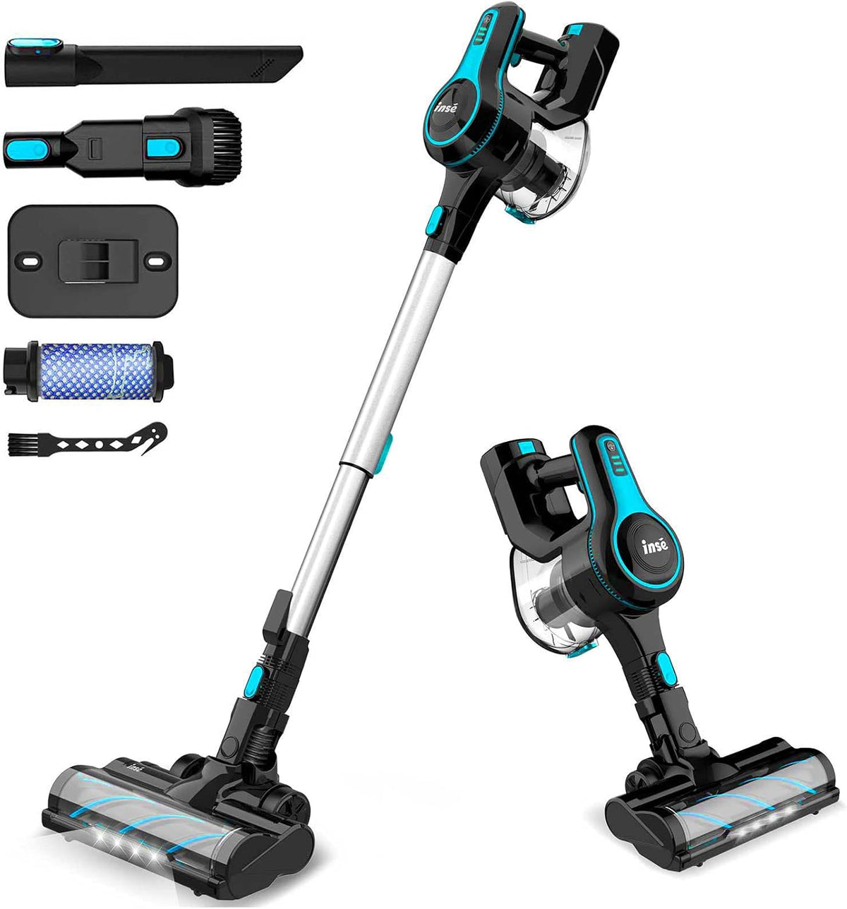 Cordless Vacuum Cleaner, Lightweight 6 in 1 Stick Vacuum with 2200mAh Rechargeable Battery, Red S852