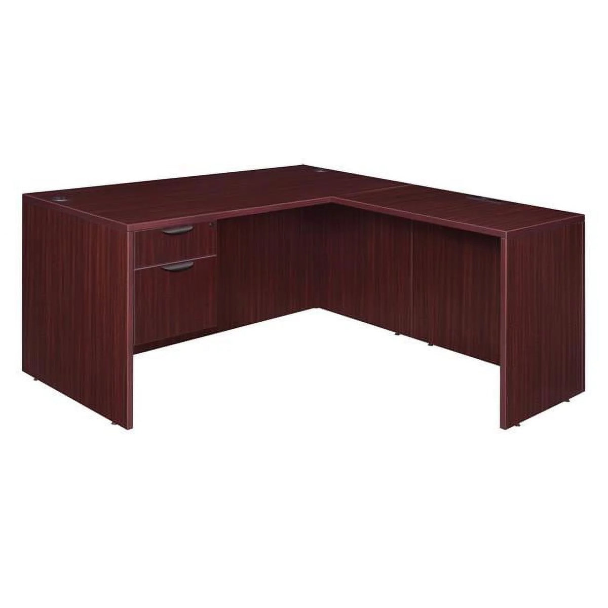 71 in. Mahogany L-Desk with 35 in. Return D32723