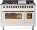 48 Dual Fuel Propane Gas Range in Antique White with Bronze Trim D691