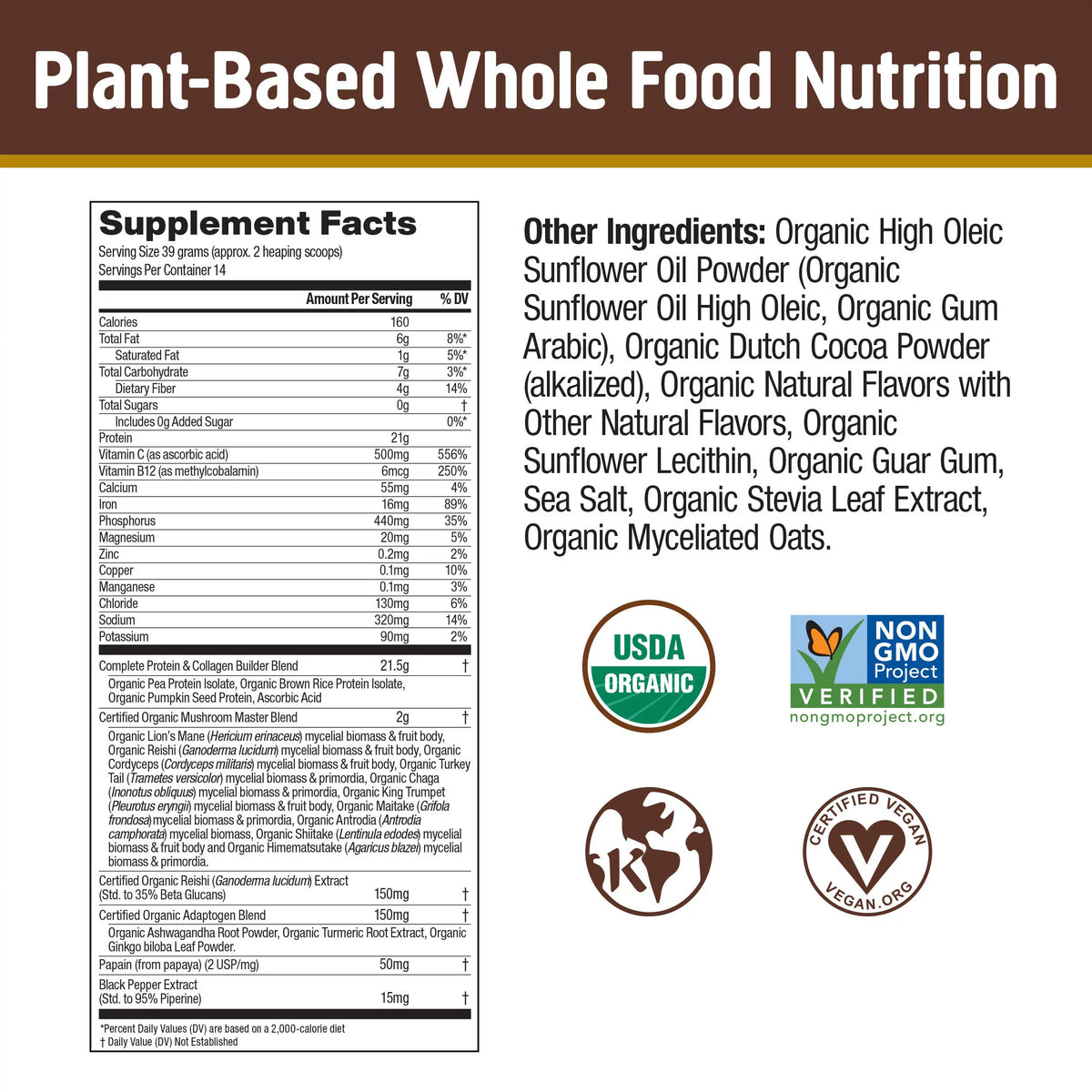 Plant-Based Protein Powder 19.26 Ounce Creamy Chocolate X119