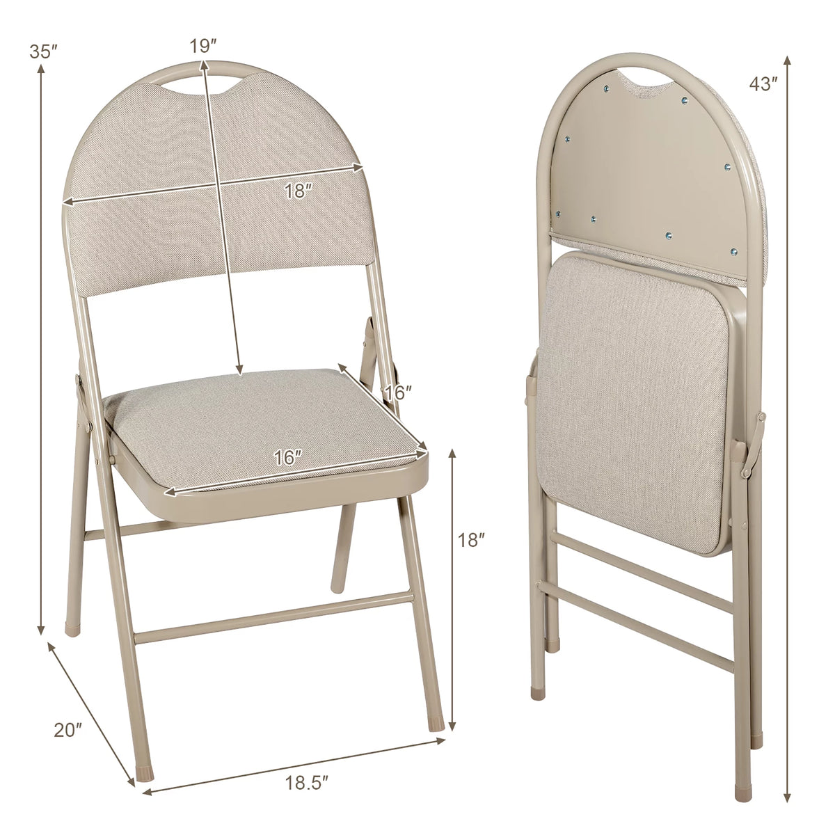 Set of 6 Beige Fabric Upholstered Folding Chairs L80896