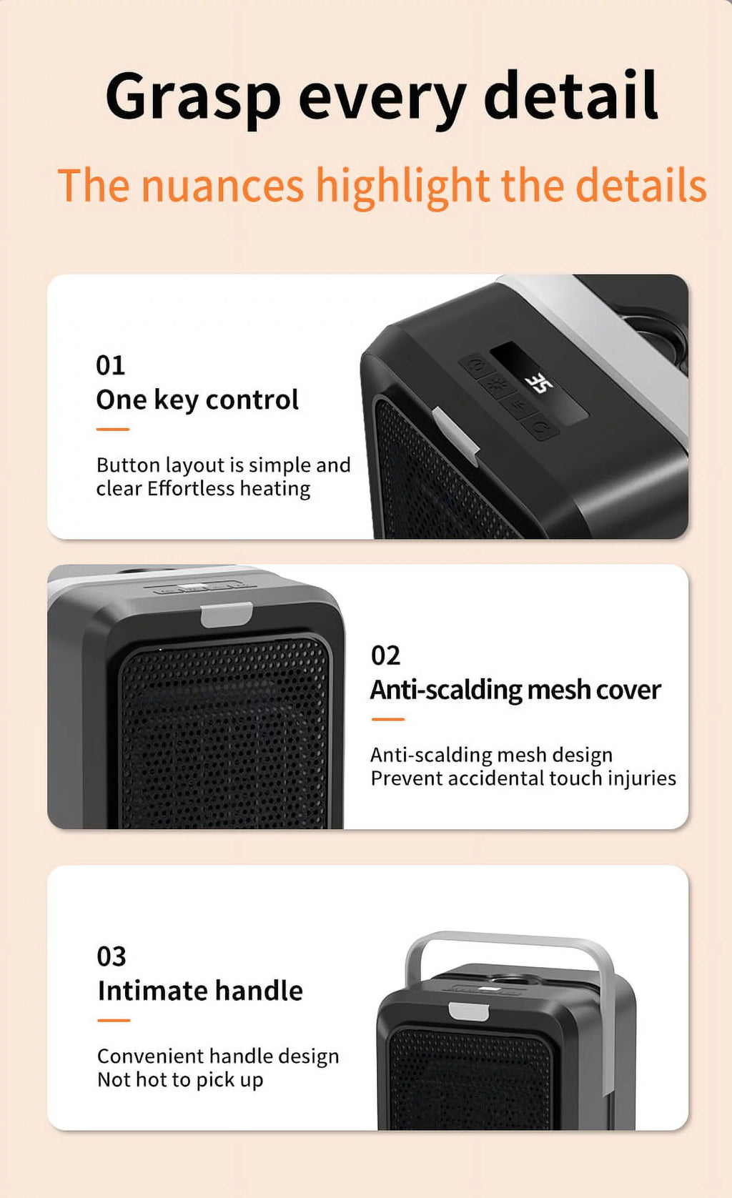 Portable Electric Space Heater with Remote Control and Timer 1000W I1203