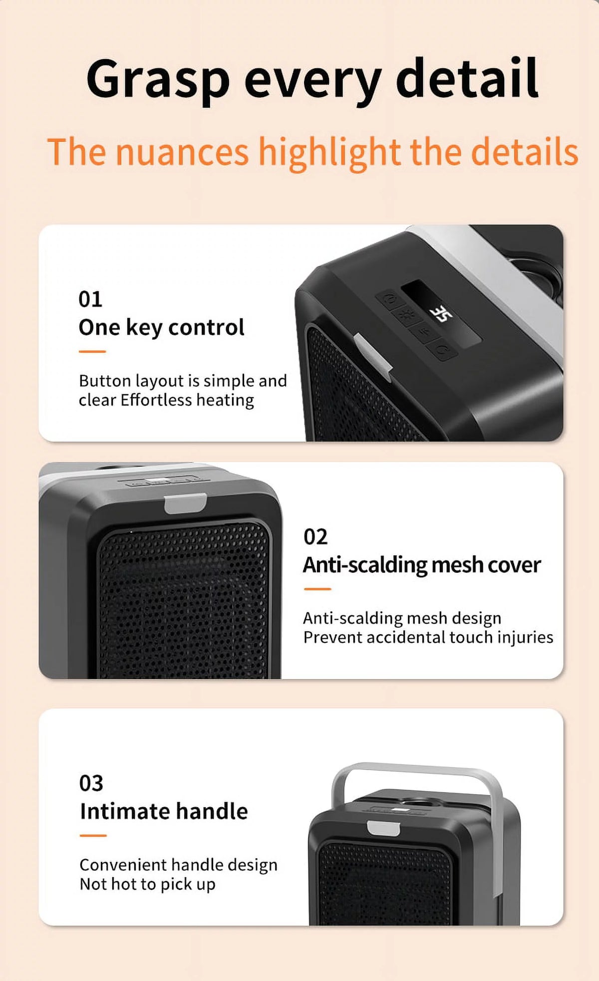 Portable Electric Space Heater with Remote Control and Timer 1000W I1203
