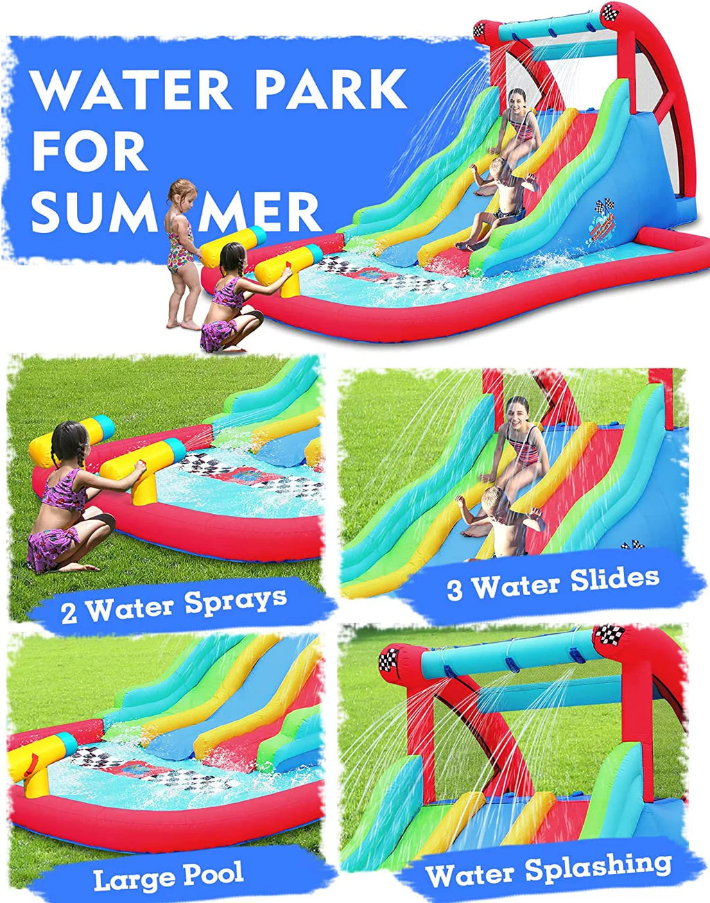 Inflatable Water Slide with Climbing Wall and Pool T25660