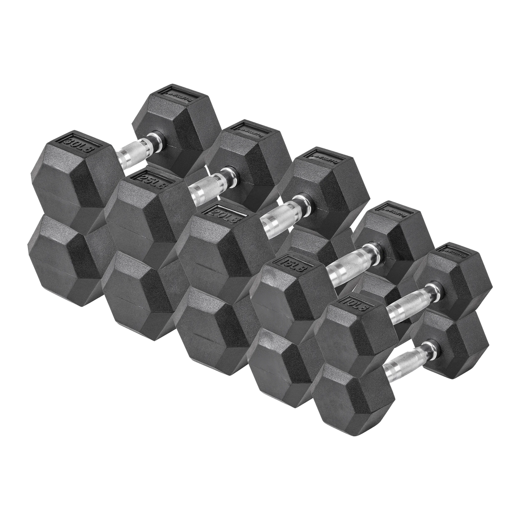 150 lb Hex Rubber Dumbbell Set E312539