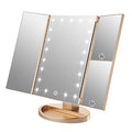 White Tri-Fold Makeup Mirror with 21 LED Lights and 1x/2x/3x Magnification J72586