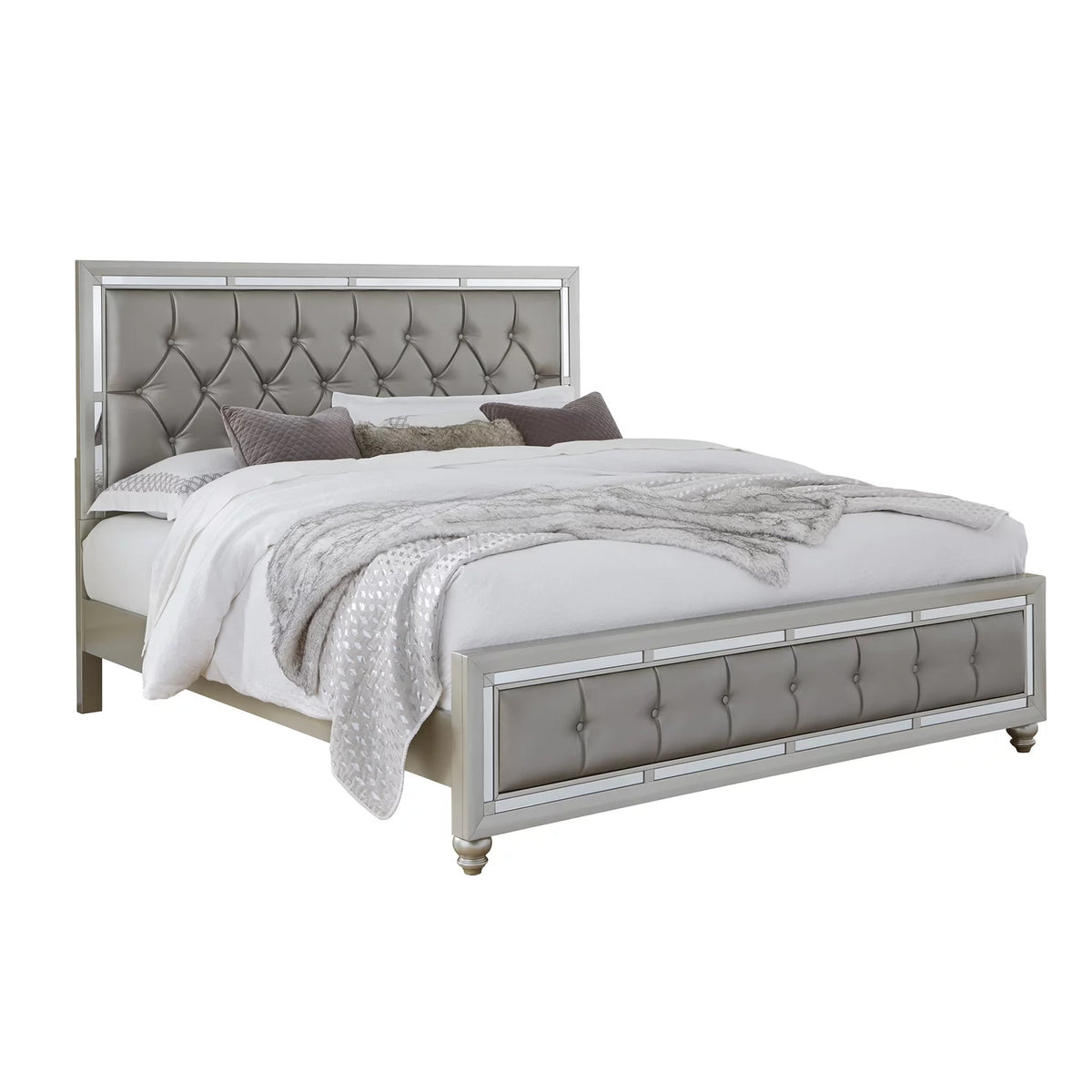 Silver Tufted Full Bed S445233