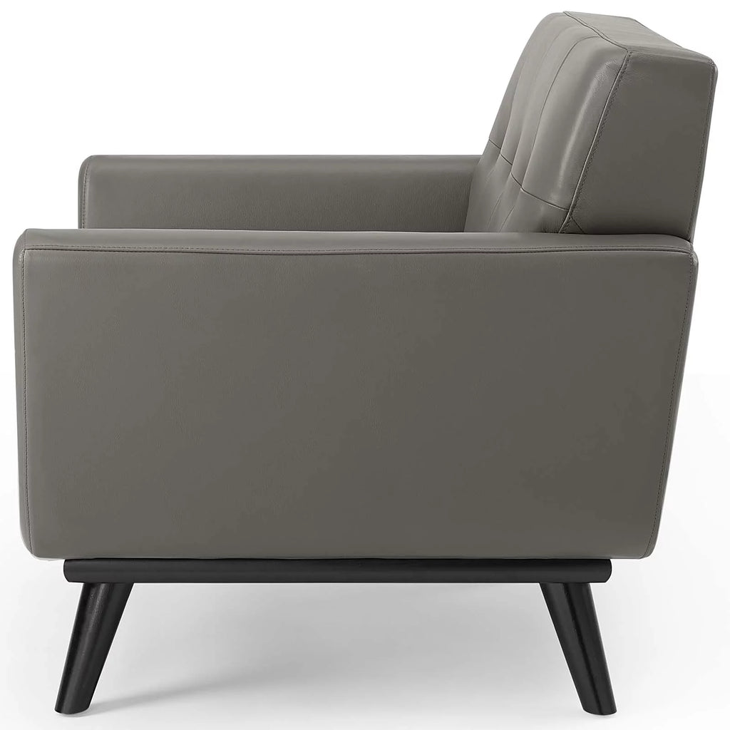 Grey Leather Accent Chair E290