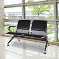 2-Seat Reception Chair with Arms PU Leather Black H441