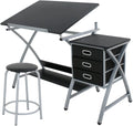 Height Adjustable Art Desk with 3 Storage Drawers W770