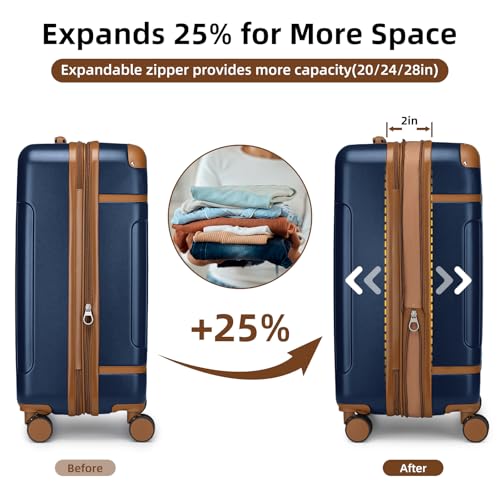 Expandable Hardshell 3 Piece Luggage Set with Spinner Wheels TSA Lock X21287