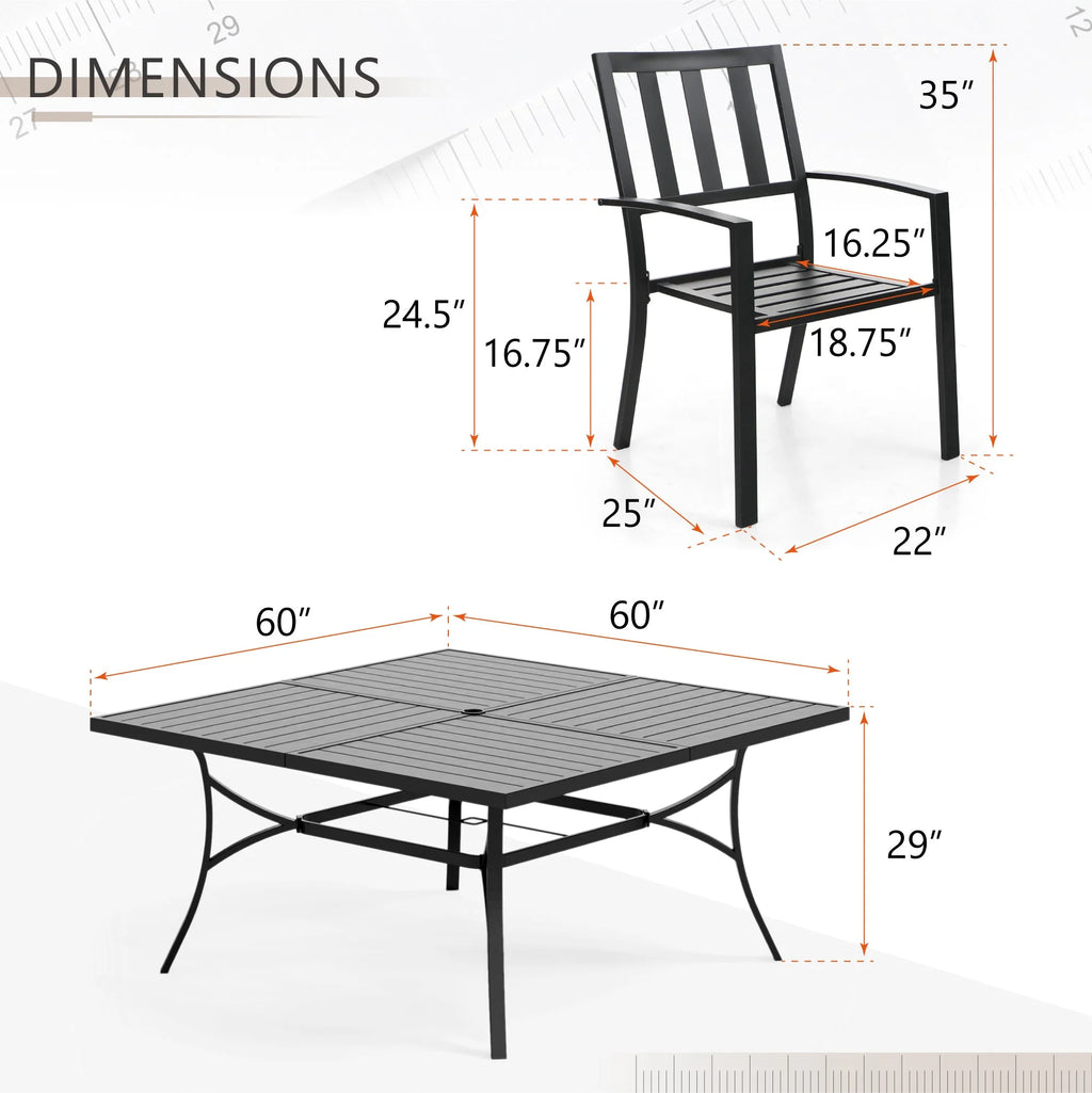 7 Piece Outdoor Patio Dining Set Metal Table and Chairs F778169