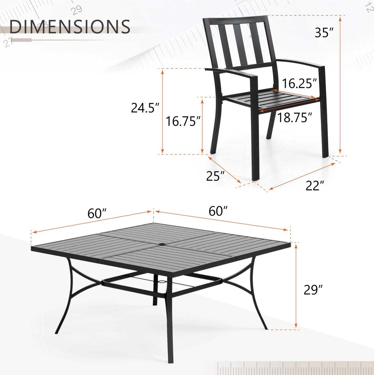7 Piece Outdoor Patio Dining Set Metal Table and Chairs F778169