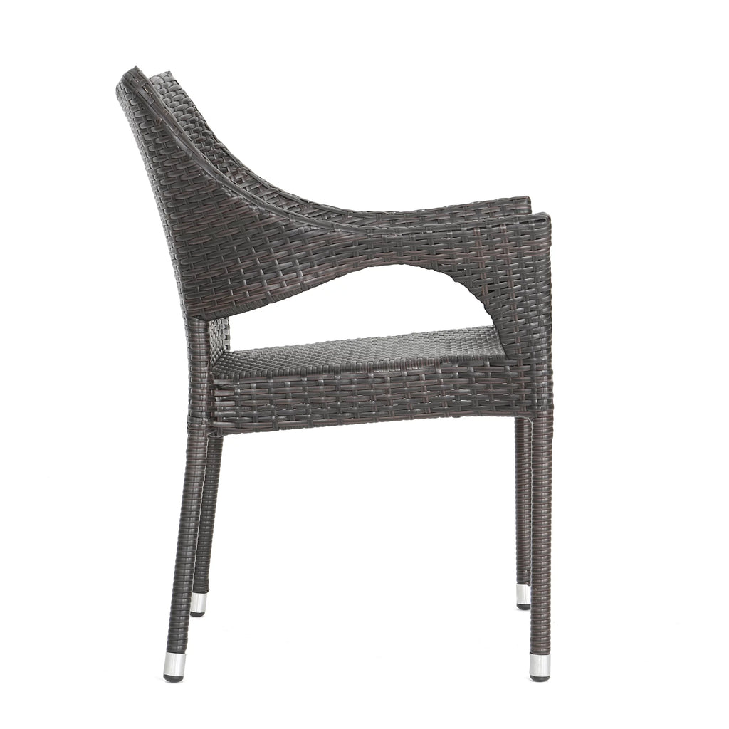 5 Piece Wicker Dining Set with Foldable Table and Stacking Chairs S82358