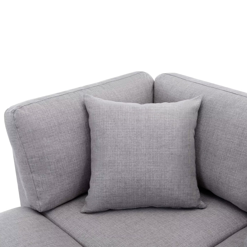 Oversized Linen Gray Sectional Sofa with Chaise W5726