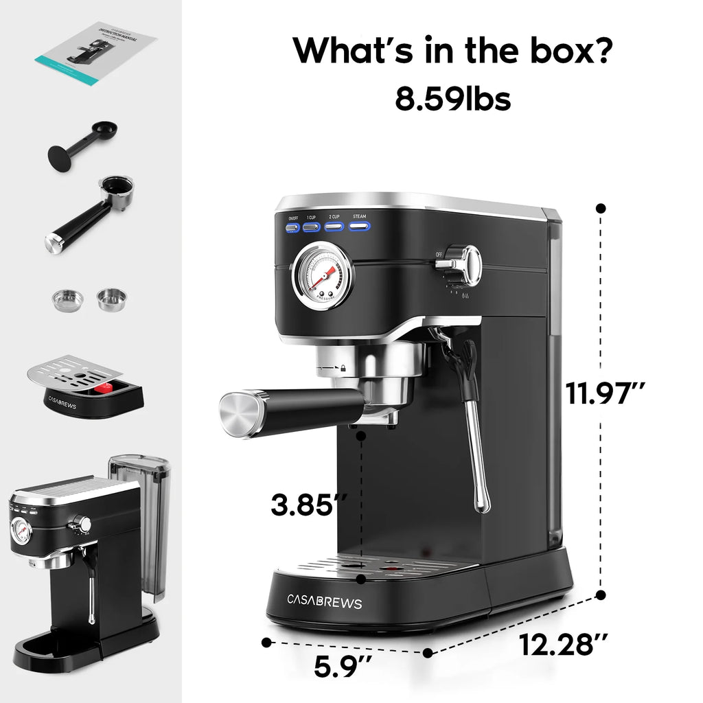 20 Bar Espresso Machine with Milk Frother, Stainless Steel J21637