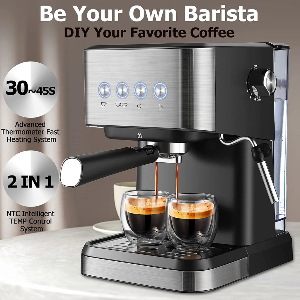 15 Bar Espresso Coffee Maker with Frother Wand B4158