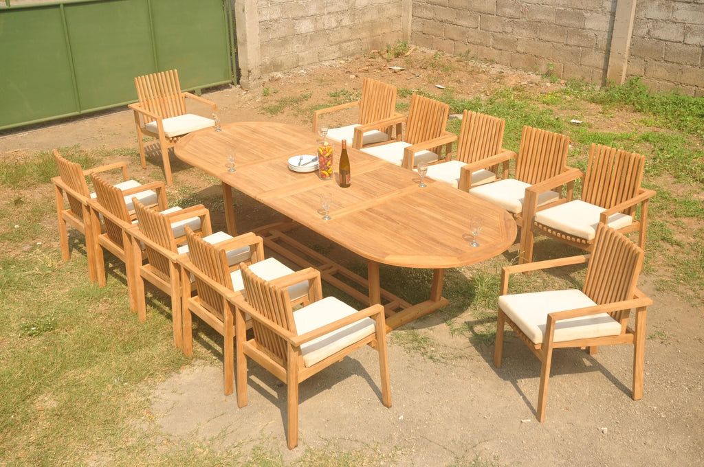 Grade-A Teak 13 Pc 12 Seater Dining Set F500