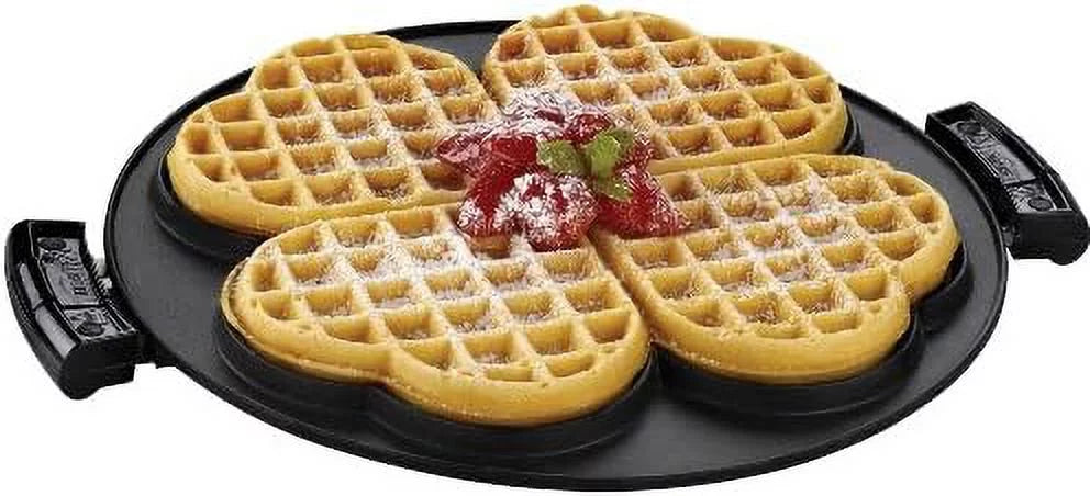 Black 2 Removable Nonstick Heart-Shaped Waffle Plates Z734
