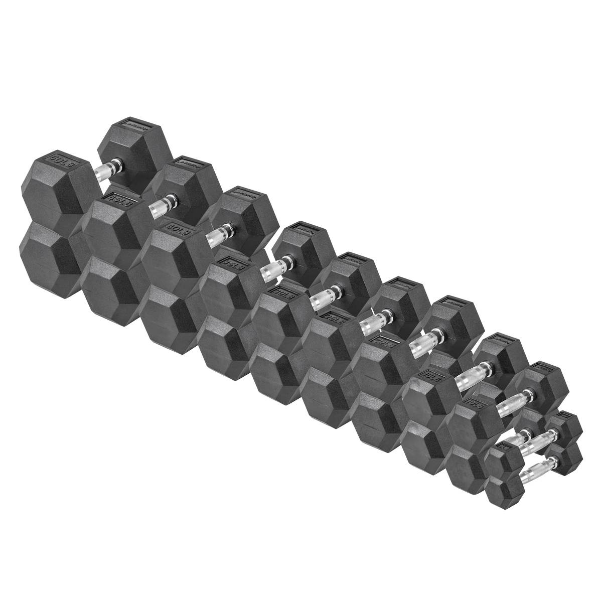150 lb Hex Rubber Dumbbell Set E312539
