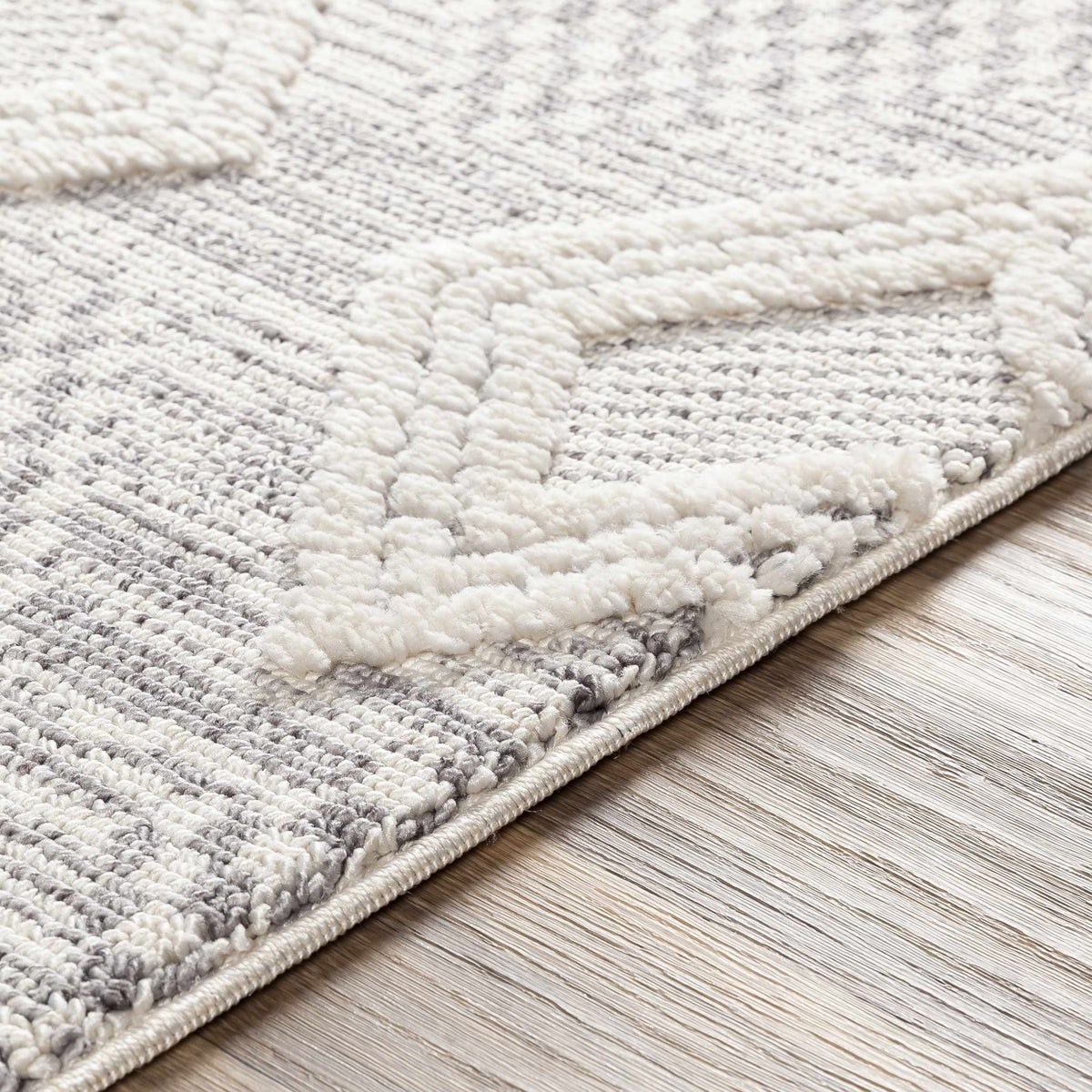 Grey Beige Cream Polyester Area Rug 5'3" x 7'3" T53271