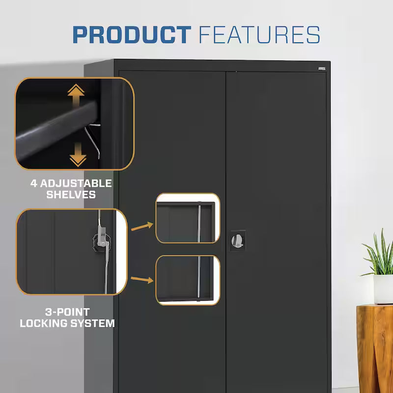Steel Freestanding Garage Cabinet in Black E2099